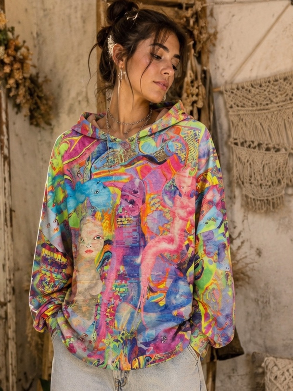 229🌟 Desigual Colorful Art Print Hoodie – NWT